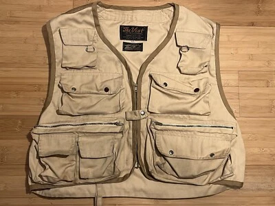 De colección Para Hombre Grande Eddie Bauer Caqui Pesca con Mosca Años 80 Caza Cremallera "El Chaleco" Foto 1 de 4