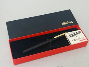 UNUSED VINTAGE COLLECTABLE ROTRING ESPRIT BLACK GOLD TRIM FOUNTAIN PEN M NIB - Picture 1 of 8