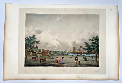 MAURITIUS PORT LOUIS 1833-39 FRANCOIS-ED. PARIS LARGE NICE ANTIQUE AQUATINT VIEW - Image 1 of 4