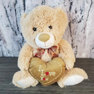 Best Made Toys Tan Beige Teddy Bear I LOVE YOU Plush Heart 9.5" Sitting 2015 - Picture 1 of 8