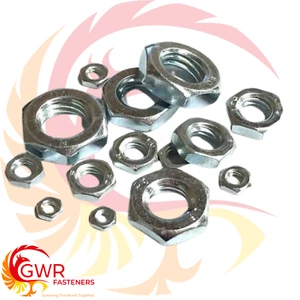 METRIC FINE PITCH THREAD HEXAGON HALF THIN LOCK NUTS - STEEL GR.4 ZINC PLATED - Picture 1 of 3