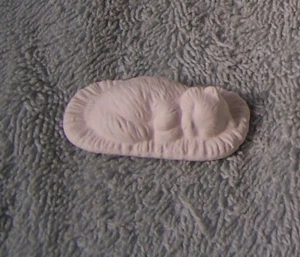 Bisque TINY Sleeping Kitten, 1/2 in tall, 2" long, 1" wide - fired to 04 - Picture 1 of 6