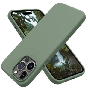 Liquid Silicone Case for iPhone 15 Pro 6.1", Slim 3 Layers Soft Chalk Green - Picture 1 of 7