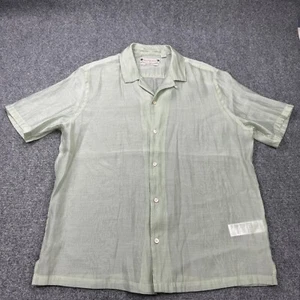 Allsaints Shirt Mens Large Green Relaxed Fit Solana Short Sleeve Lightweight - Picture 1 of 18