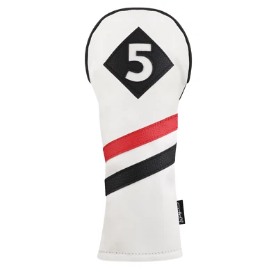Majek Retro Golf #5 Fairway Wood Headcover White Red Black Vintage Leather Style - Image 1 of 4