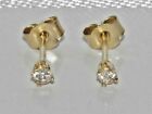 9ct Gold Real Diamond Solitaire Stud Earrings - Gift Boxed