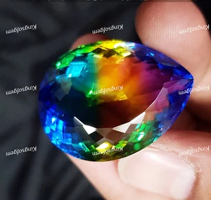 Doublet 77 Ct Tourmaline Color man made Stone Pear Cut Loose Gemstone - Picture 1 of 5