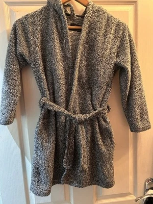 Boys Warm Fluffy Mottled Grey Hooded Dressing Gown Age 8-9 Years From Primark - Image 1 of 4