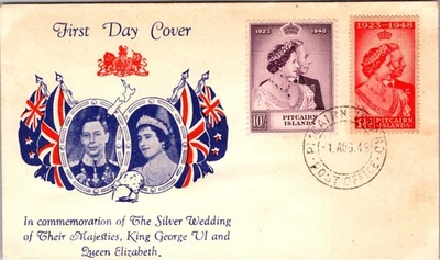 1949 British Pitcairn Island Silver Royal Wedding FDC First Day Cover - Image 1 of 2