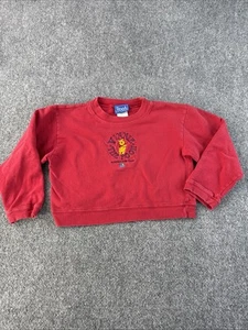 Pooh Sweatshirt Boys Medium Red Pull Over Vintage Disney Embroidered - Picture 1 of 6