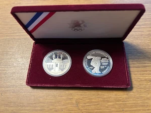 1983 & 1984 LA Olympics Silver Proof Commemorative 2 Coin Set - Picture 1 of 6