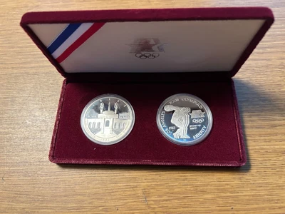 1983 & 1984 LA Olympics Silver Proof Commemorative 2 Coin Set - Image 1 of 4