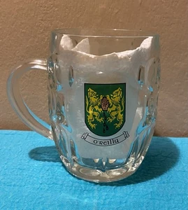 O'Reilly Family Crest Clear Dimpled Thumbprint 16 oz. Pint Beer Glass Celtic - Picture 1 of 9