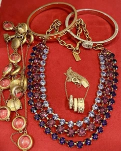 Coach Gold Purple Crystal necklace lot! 5 items total! - Picture 1 of 11