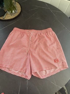 Loewe Mens Swimming Shorts Red And White Stripes With Side/back Pocket/gusset XL - Picture 1 of 9