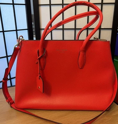 Kate Spade Eva medium satchel Tote Bag Red Geranium leather Women - Image 1 of 4