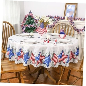 4th of July Tablecloth 60 x 60 Inches Round, 4th of July Decorations for Home - Picture 1 of 7