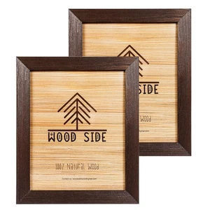 Rustic Wooden Picture Frame 8x10 - Brushed Brown Wenge - Set of 2-100% Natura... - Picture 1 of 7