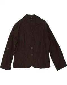 MOSSIMO Womens 2 Button Blazer Jacket UK 16 Large Black Linen BU73 - Picture 1 of 3
