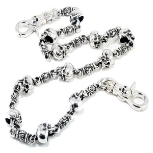 Heavy Strong Biker Skull Key Jean Wallet Chain (26.5") Silver NCS34 - Picture 1 of 7