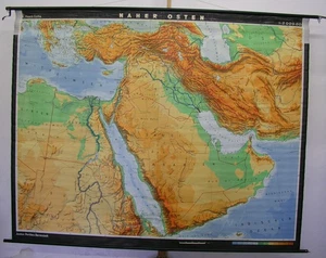Wandkarte Griechenland Irak Syrien Israel Iran Arabien Türkei Troja 228x180 1977 - Bild 1 von 2