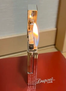 S.T. Encendedor de gas Dupont Ligne 2 rayas plateado sin caja encendido confirmado JAPÓN - Imagen 1 de 9