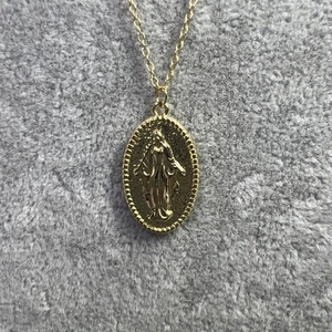 925 STERLING SILVER GOLD TONE MIRACULOUS MOTHER MARY MADONNA PENDANT & CHAIN - Picture 1 of 10