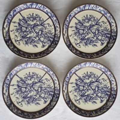 Mud Pie Home Handcrafted Blue & White & Gold Trim ~ 4 Cheese Plate Set - Изображение 1 из 4