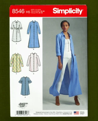 Petite Duster, Kimono, Shirt Dress Sewing Pattern (Sizes 6-14) Simplicity 8546 - Image 1 of 4