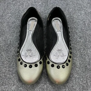 Diesel Shoes Womens 9.5 Black Gold Mary Ballet Flat Almond Toe Slip Resistant - Picture 1 of 14