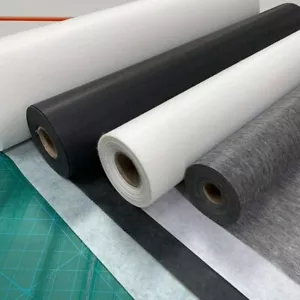 Weiß/schwarz Schmelzbar Aufbügeln Material Schnittstelle Schmelzfutter Stoff 39" - Bild 1 von 6