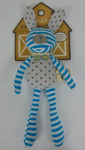 Organic Farm Buddies Blue Striped Bunny Plush Lovey 12" Apple Parks Stuffed Toy - Picture 1 of 6