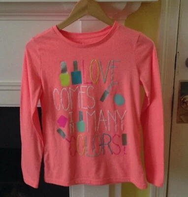 Circo Girls Nail Polish Love Graphic Long Sleeve Tee Peach - Size Extra Large XL - Image 1 of 4