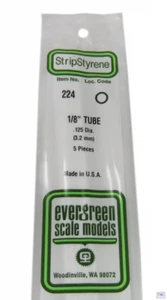 EG224 Evergreen Plastics 1/8 Tubes Pack of 5 - Picture 1 of 1