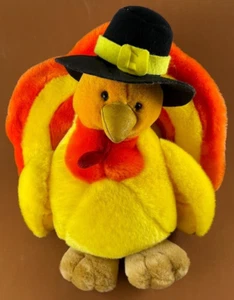 Vtg Thanksgiving Turkey Plush Stuffed Animal Fall Decor Autumn 11.5" tall x 13" - Picture 1 of 12