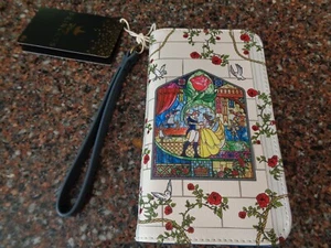 Portafoglio tecnico Disney La Bella e la Bestia vetro colorato braccialetto Belle Loungefly nuovo con etichette - Foto 1 di 11