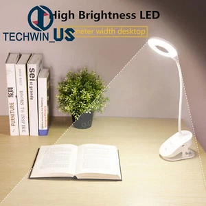USB Rechargeable Reading Clip Light LED Touch 3 Mode Bed Desk Table Lamp - Picture 1 of 12