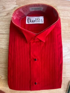 NUEVA Camisa frontal plisada con cuello de ala roja unisex - tallas S, L, XL,2XL,3XL fácil cuidado - Imagen 1 de 8