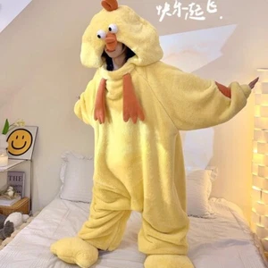 New Chicken Fleece Pajamas Sleepwear Cosplay Costume Anime Kigurumi Pyjamas Robe - Picture 1 of 7