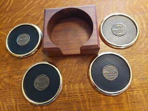 BellSouth Signal Solid Brass Coasters *Set Of 4* Plus Wooden Holder - Picture 1 of 2