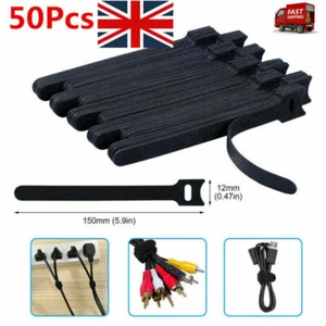 50 Pcs Reusable Strap Organizer Cable Cord Wire Wrap Tie Tidy Straps Adjustable - Picture 1 of 10