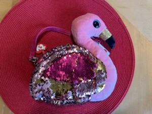 TY Beanie Flamingo Pink Sequins Small Purse - Picture 1 of 19