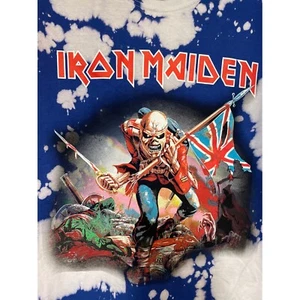 Iron Maiden 1984 The Trooper Graphic T-Shirt Bleach Dye Short Sleeve Band Tee S - Picture 1 of 5
