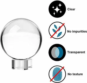 FengShui Clear Glass Crystal Ball with Clear Stand Paperweight Gift Home Decor - Picture 1 of 4