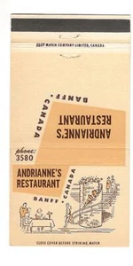 Andrianne's Restaurant Banff Kanada Vintage Streichholzschachteleinband B88 - Bild 1 von 2