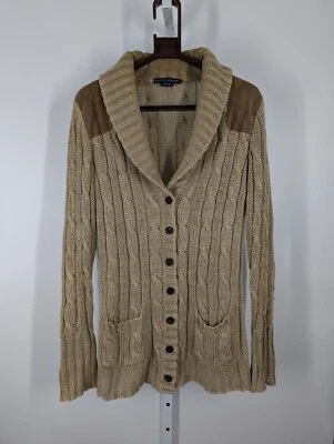 Cárdigan Chal Occidental Ralph Lauren Etiqueta Azul Lino Gamuza Cuero De Colección Y2K M Lon Foto 1 de 4