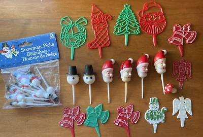 Lote de 28 adornos para cupcakes de Navidad de colección selecciones adornos para pasteles Papá Noel muñeco de nieve plástico Foto 1 de 4