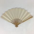 Japanese Folding Fan Vtg Sensu Bamboo Frame White Plain Paper 4D630