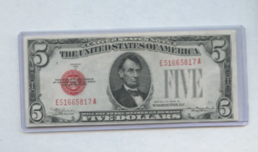 1928 GEM AU 1928 MULE FIVE DOLLAR BILL PLATE 966 BEAUTY AND RARE CRISP - Image 1 of 1