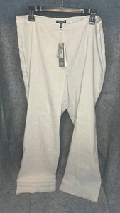 Eileen Fisher Linen Blend Side Zip Pants Stretch Stone Wide Straight Leg NWT 16 - Picture 1 of 3